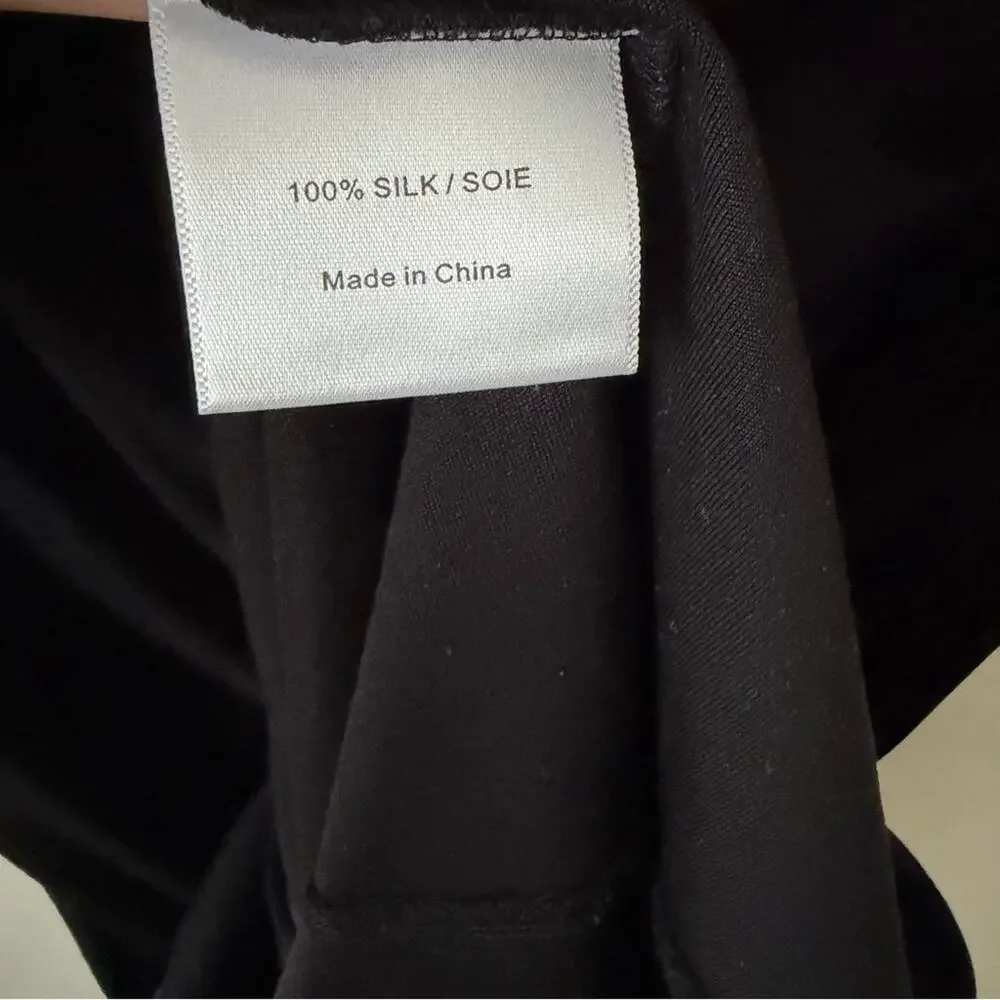 Tory Burch | 100% Silk Draped Cowl Neck Knee Length Ruched Dress Black Small